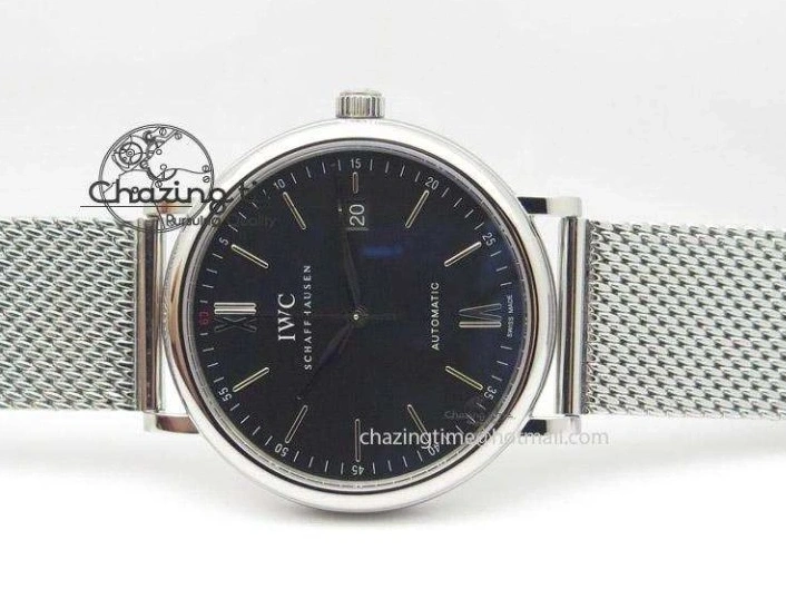 MIROTIME 1218 Portofino SCHAFFHAUSEN SS MKF 1:1 Best Edition Black Dial On Mesh Bracelet A Sporty 7342